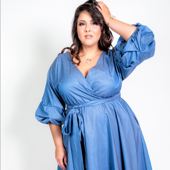 Plus Size ‘Sunday’ Denim Chambray Dress - Picture 6 of 8